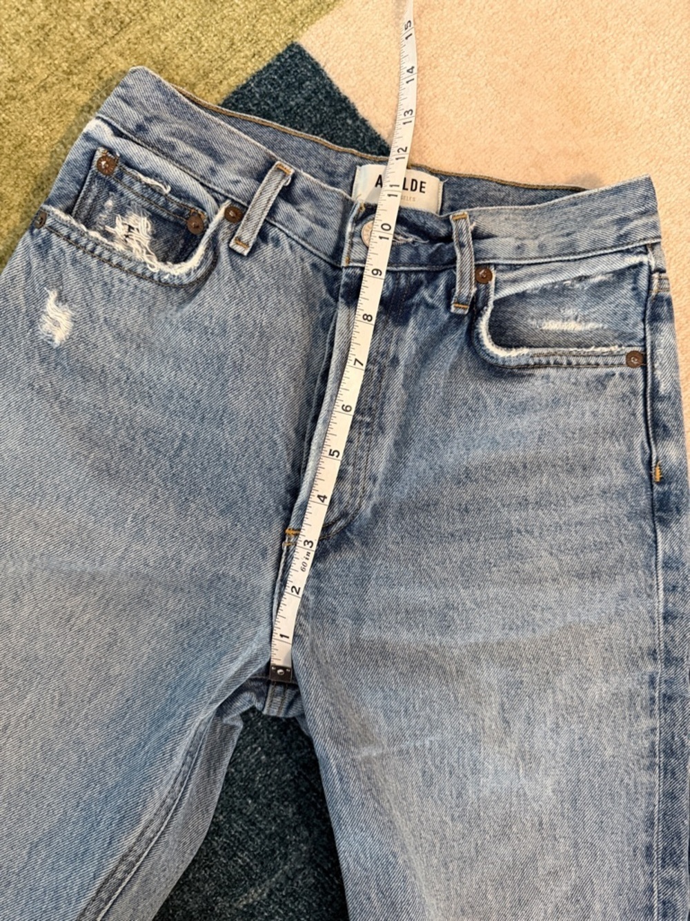 AGOLDE High Rise Straight Leg Jeans Distressed Denim 90s Style Women’s 24 - Picture 9 of 13